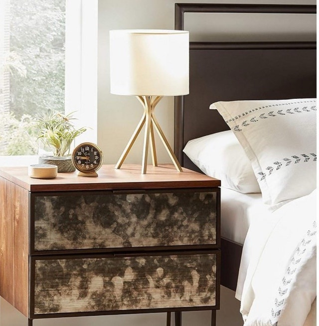 New Rivet Gold Bedside Table Lamp - 18" Linen Shade - photo 2