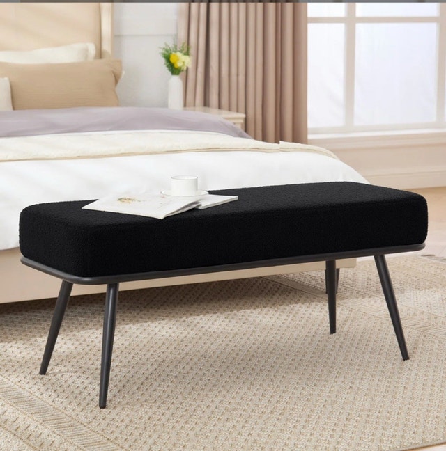 Modern Boucle Upholstered Bench - New