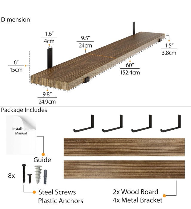 New Forte Shelves - 2 Pack, Burnt Finish - photo 4