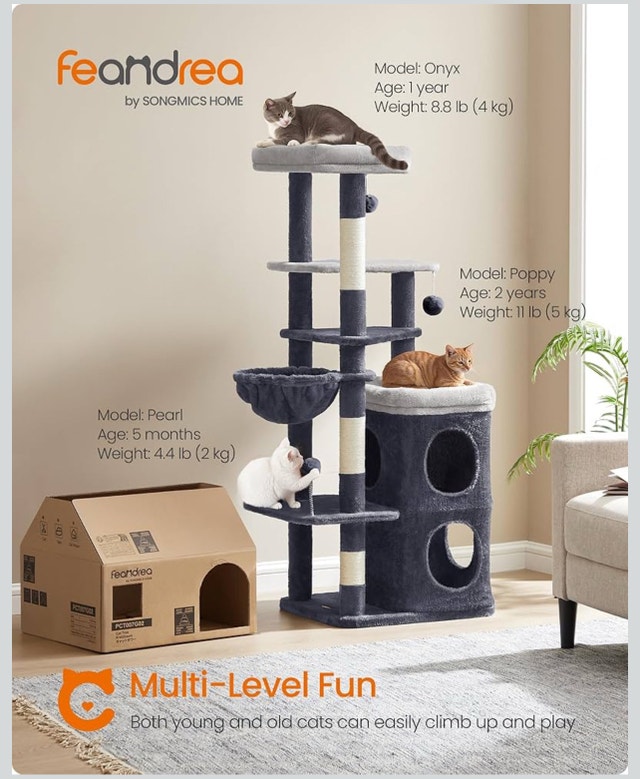 Feandrea Tall Cat Tree Tower, Dark Gray UPCT007G02 - photo 2