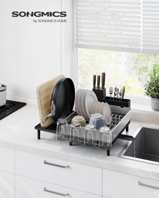 New SONGMICS Dish Drainer - Extendable Steel, Rotating Spout - photo 2