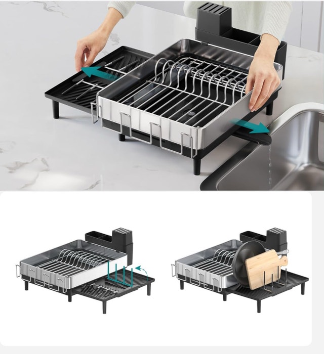New SONGMICS Dish Drainer - Extendable Steel, Rotating Spout - photo 5