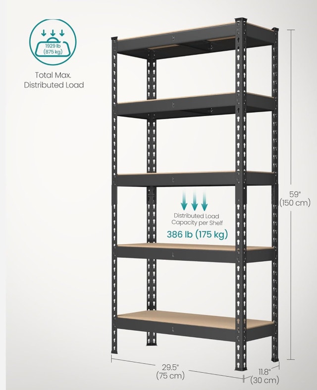New 5-Tier Adjustable Storage Shelves for Garage, GLR302B01