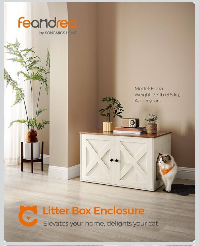 New Cat Litter Box Enclosure - Honey Brown/Rustic White - photo 2