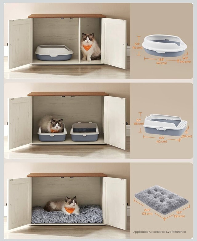 New Cat Litter Box Enclosure - Honey Brown/Rustic White - photo 5