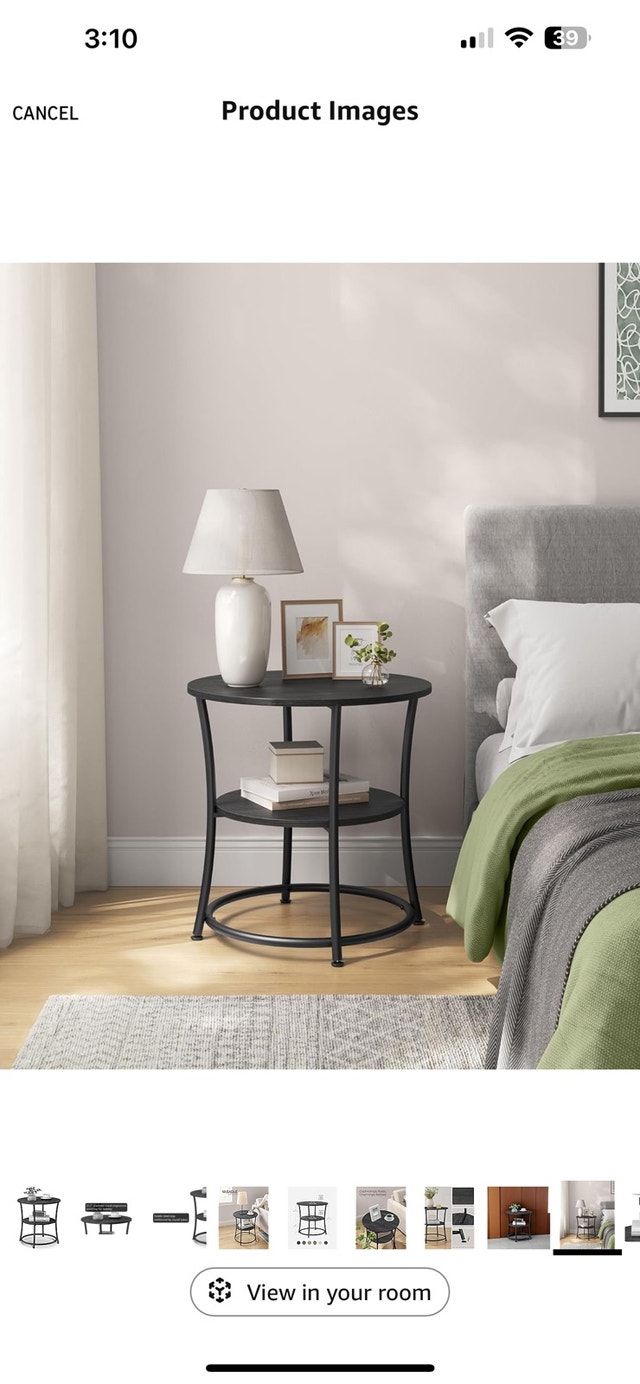 New Round Side Table, 2-Tier, Charcoal Gray-Ink Black - photo 2