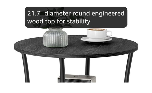 New Round Side Table, 2-Tier, Charcoal Gray-Ink Black - photo 3