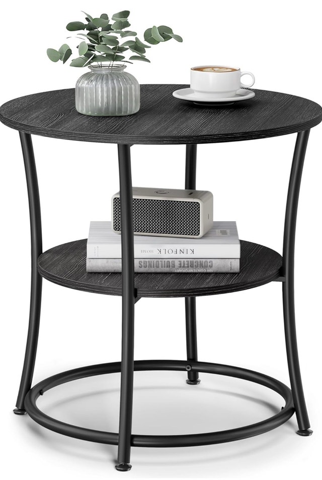 New Round Side Table, 2-Tier, Charcoal Gray-Ink Black - photo 5