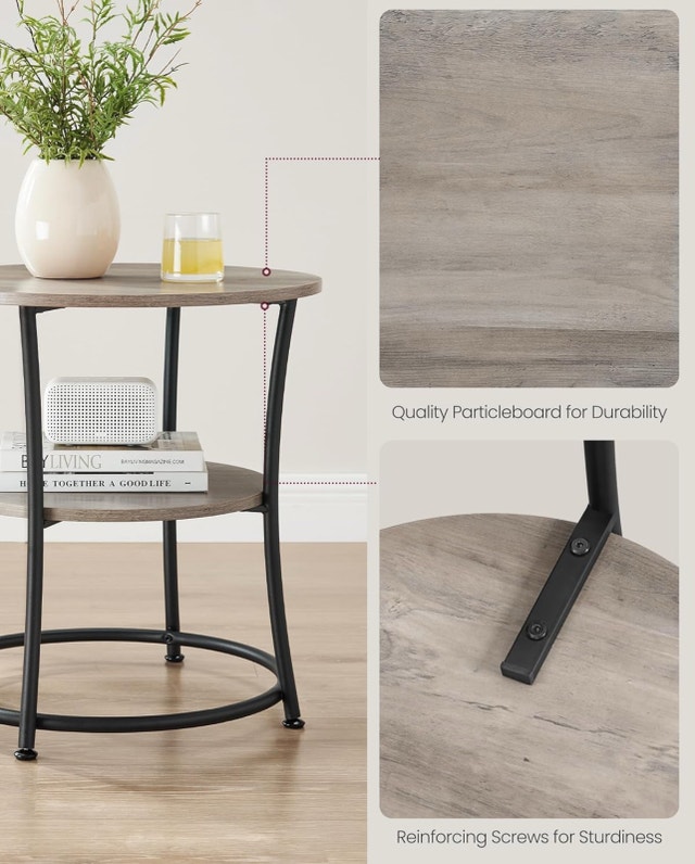2-Tier End Table with Power Outlets