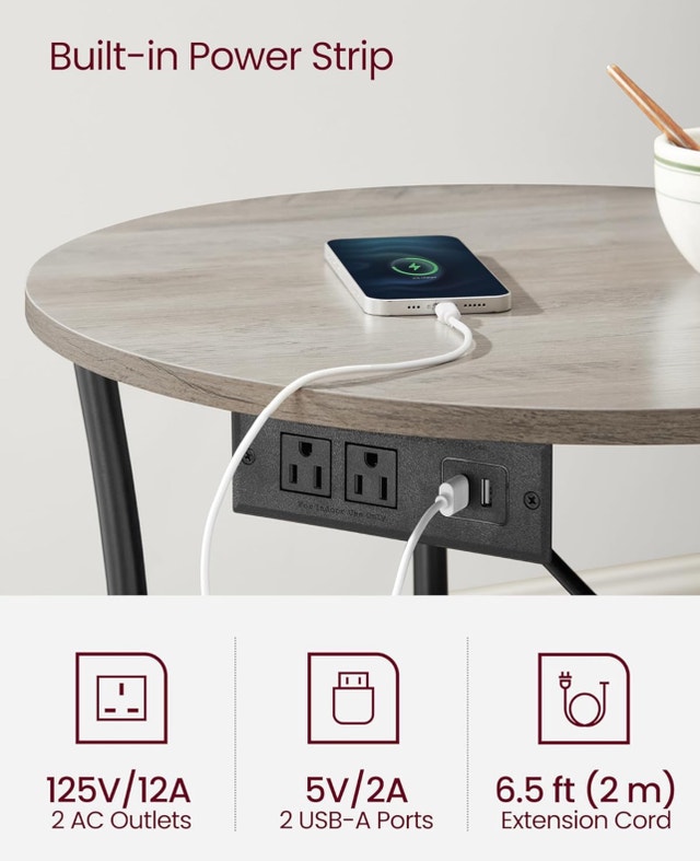 2-Tier End Table with Power Outlets - photo 2