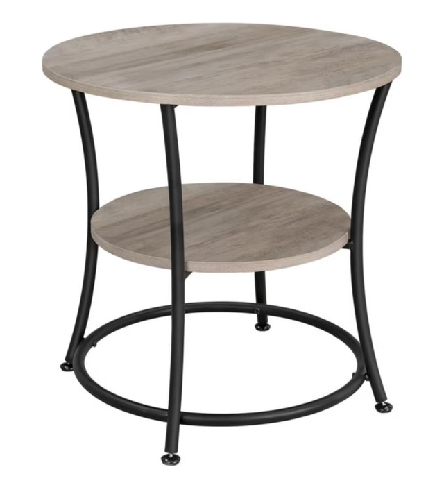 New-Side Round End Table with 2 Shelves, LET56BG