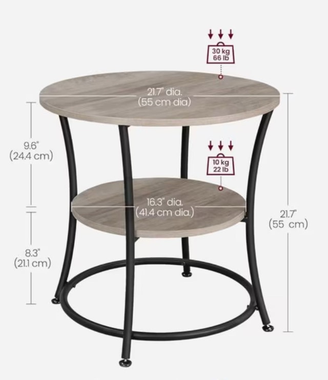 New-Side Round End Table with 2 Shelves, LET56BG - photo 2