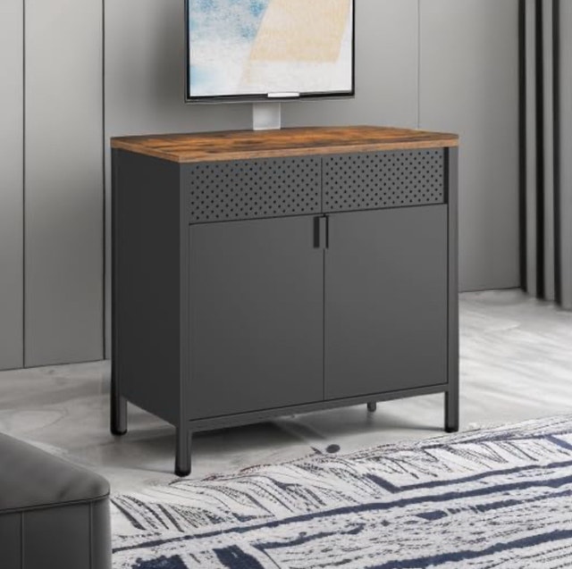 New Metal Storage Cabinet 2 Doors Adjustable Shelf
