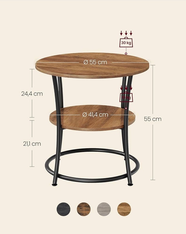New Round Side Table, 2 Levels, Wood Grain Finish - photo 2
