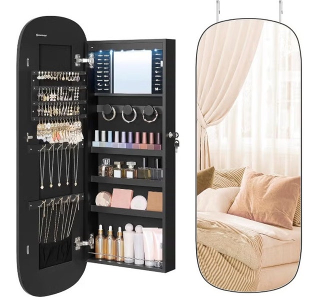 New LED Jewelry Cabinet Wall/Door Mountable JJC026B01