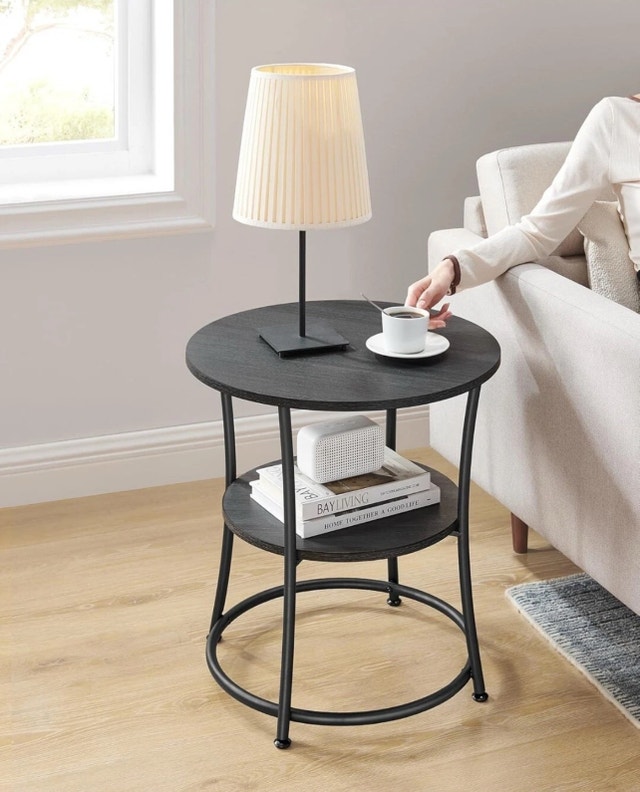 VASAGLE Round Side Table, End Table with 2 Shelves - photo 3