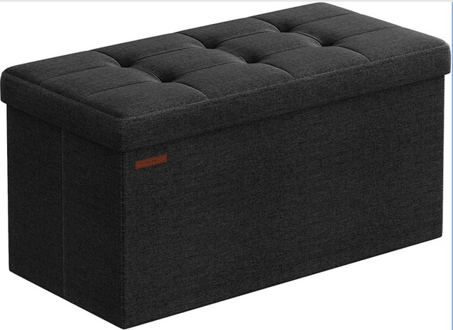 SONGMICS Ottoman with Storage 38 x 76 x 38 cm - Black