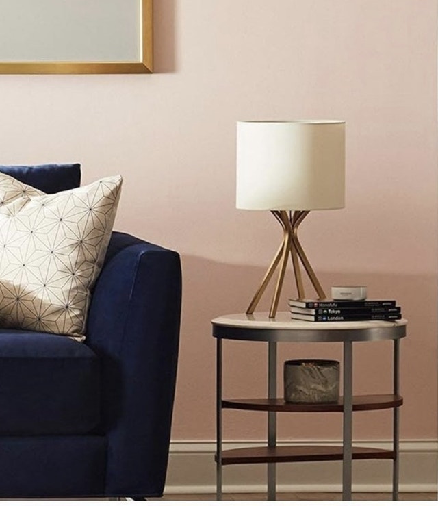 New Rivet Gold Bedside Table Lamp - 18 Inch Linen Shade