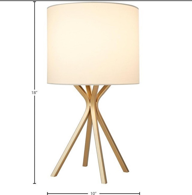 New Rivet Gold Bedside Table Lamp - 18 Inch Linen Shade - photo 3