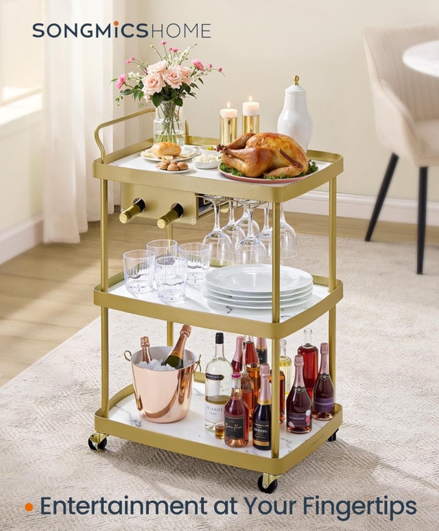 SONGMICS HOME Bar Cart, 3-Tier Bar & Serving Cart - photo 3
