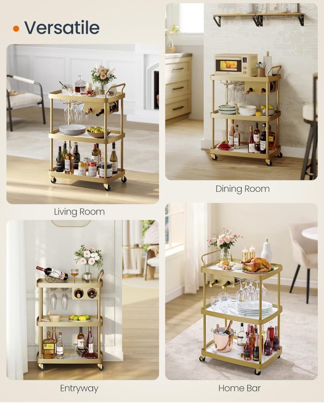 SONGMICS HOME Bar Cart, 3-Tier Bar & Serving Cart - photo 4