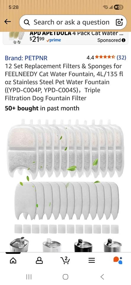 Pet fountain filter