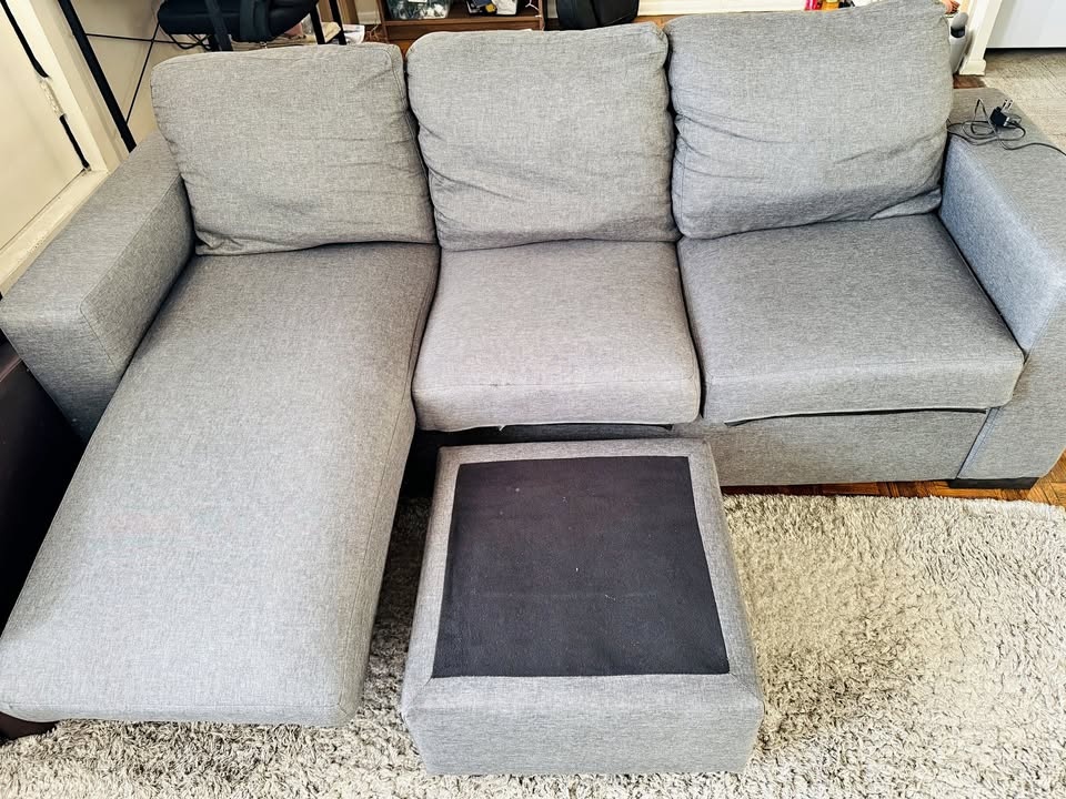 3-Seater L-Shaped Sofa with USB Charging