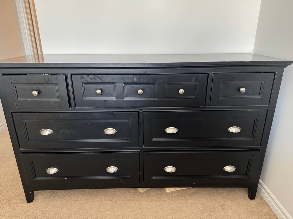 Sturdy Heavy Black Dresser 7 Drawers