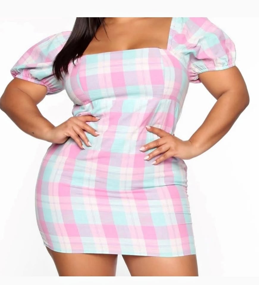 Fashion Nova Pastel Plaid Mini Dress Size 1X 2020