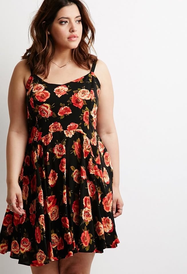 Forever 21 Plus Black and red rose dress 1X - photo 2