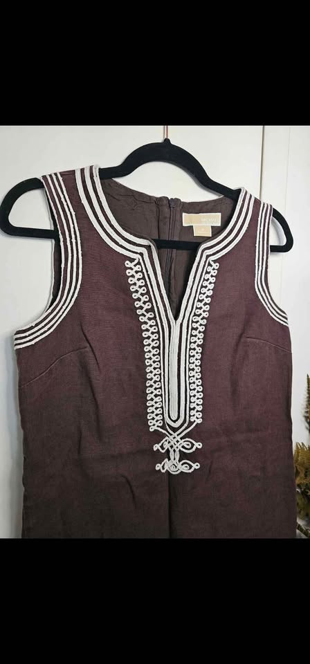 Size 6 Michael Kors Linen Embroidered Sheath Dress - photo 2