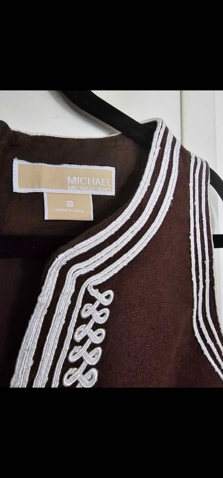 Size 6 Michael Kors Linen Embroidered Sheath Dress - photo 4