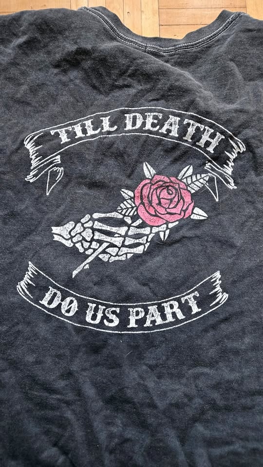 Nasty Gal "Till Death" Graphic T-Shirt - Grey, Size 18