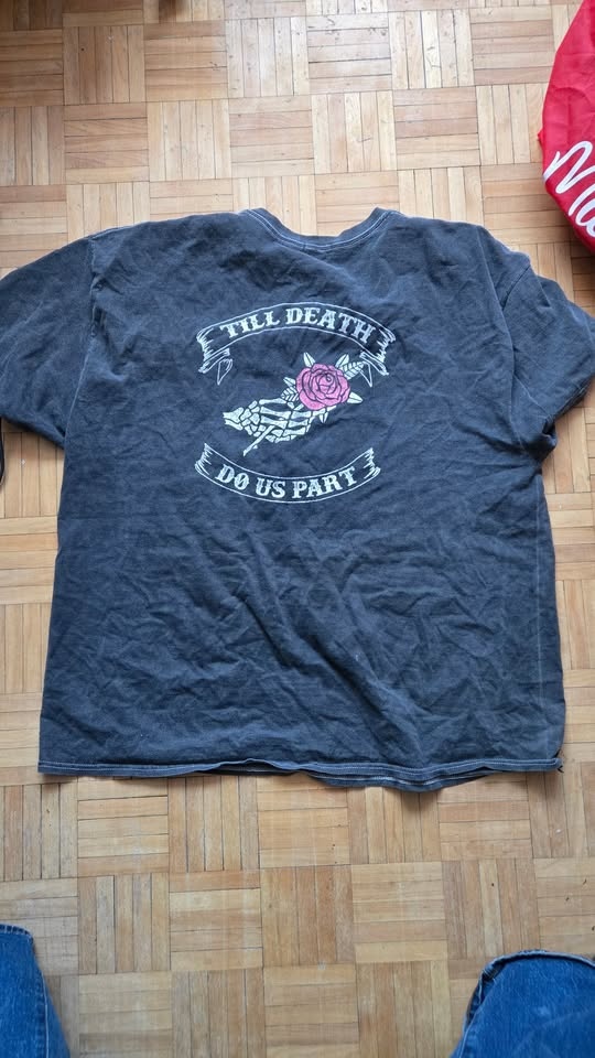 Nasty Gal "Till Death" Graphic T-Shirt - Grey, Size 18 - photo 2