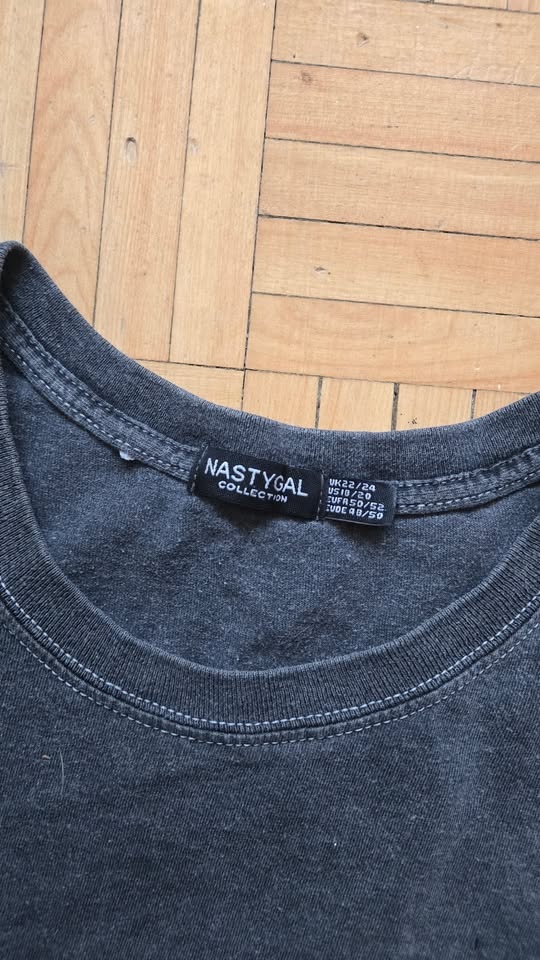 Nasty Gal "Till Death" Graphic T-Shirt - Grey, Size 18 - photo 4