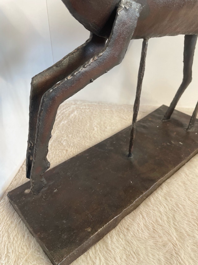 Vintage Brutalist Hand Forged Iron Candelabra Reindeer 23" - photo 4