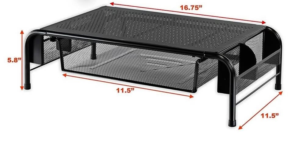 SimpleHouseware Monitor Stand with Organizer Drawer, Black