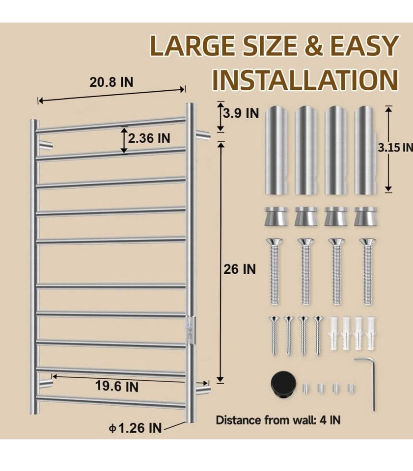 Towel Warmer Rack, 10 Bar Heated - photo 5