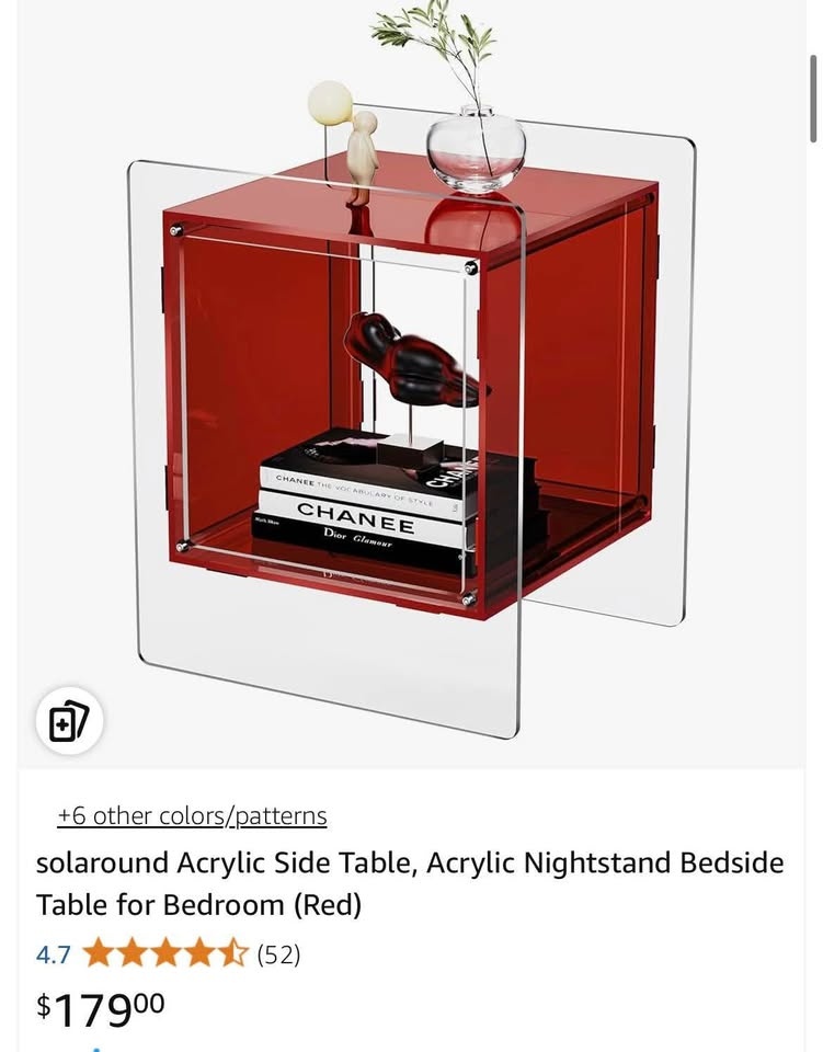Acrylic Side Table - Red and Clear - photo 2