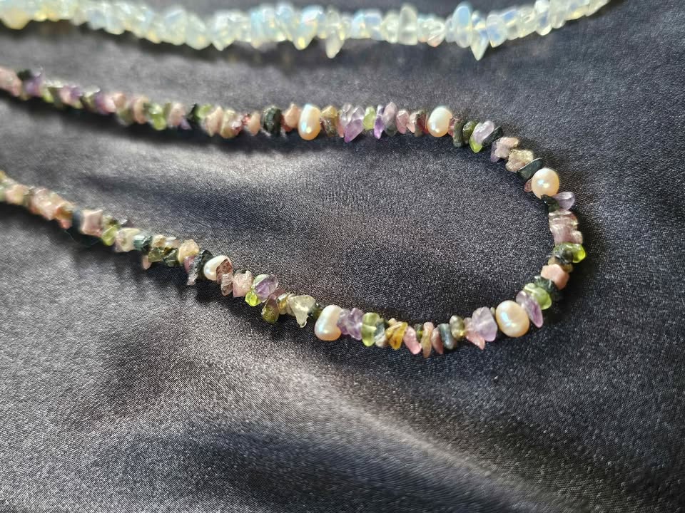 Set Of 5 Semi-precious Beaded Polished Gemstone Necklaces - photo 2