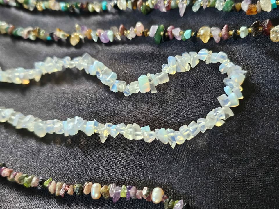 Set Of 5 Semi-precious Beaded Polished Gemstone Necklaces - photo 3