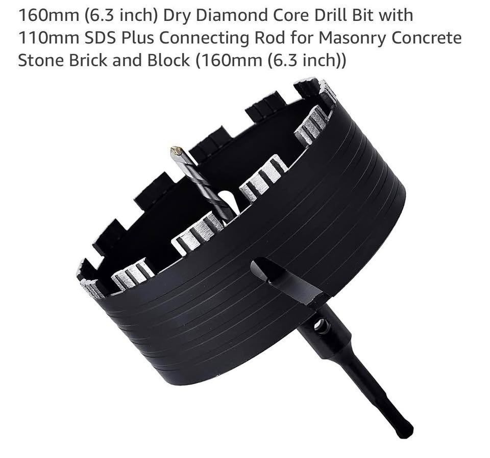 160mm Diamond Core Drill Bit with SDS Plus Rod