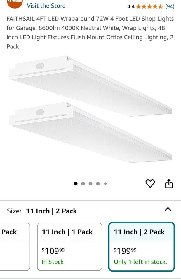 4FT LED Wraparound Shop Lights - 2 Pack - photo 2