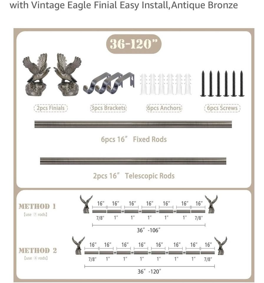 Luxury Bronze Eagle Curtain Rods - photo 5