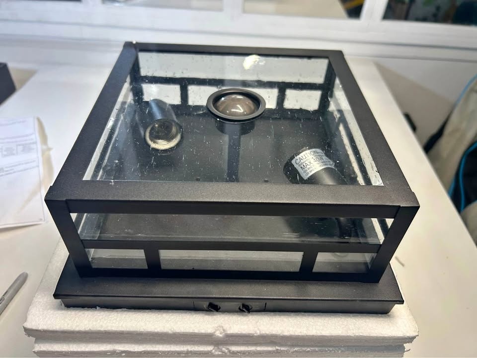 Outdoor ceiling light with timer and motion detector black