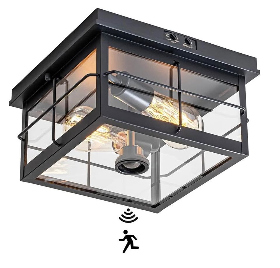 Outdoor ceiling light with timer and motion detector black - photo 2