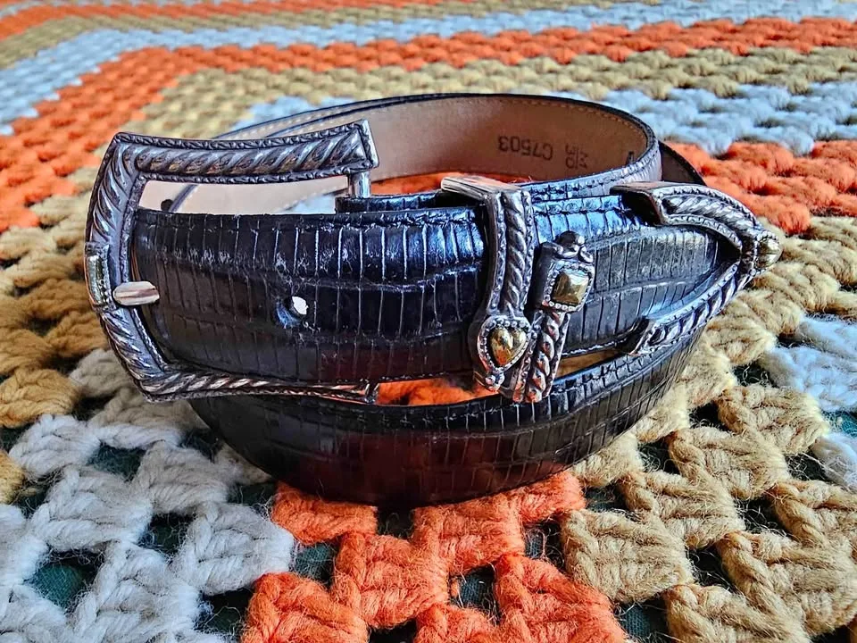 Brighton Snakeskin Belt Silver Western Buckle thumbnail