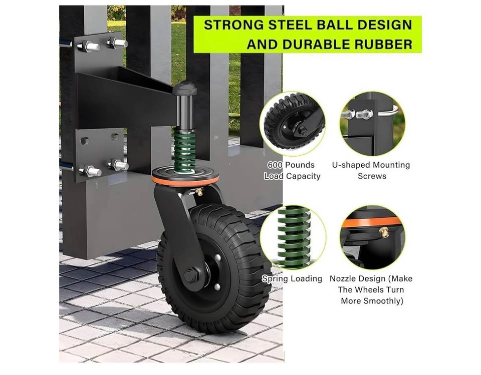 8 Inch Fence Gate Wheel - Heavy Duty 600LB Capacity