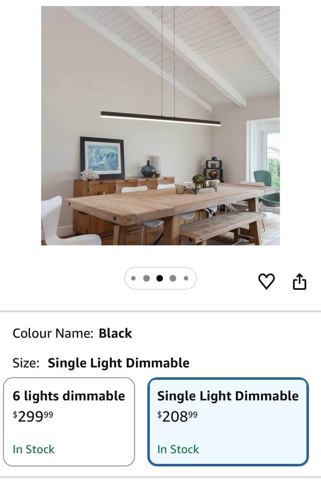 Dimmable Linear Pendant Light 20W LED Hanging Light Fixture - photo 2