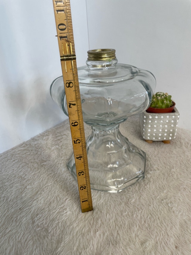 Vintage Octagon Clear Glass Kerosene Lamp Base Replacement - photo 2